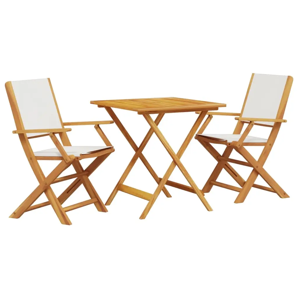 3 Piece Bistro Set Cream White Fabric and Solid Wood 3281880 - Furniture
