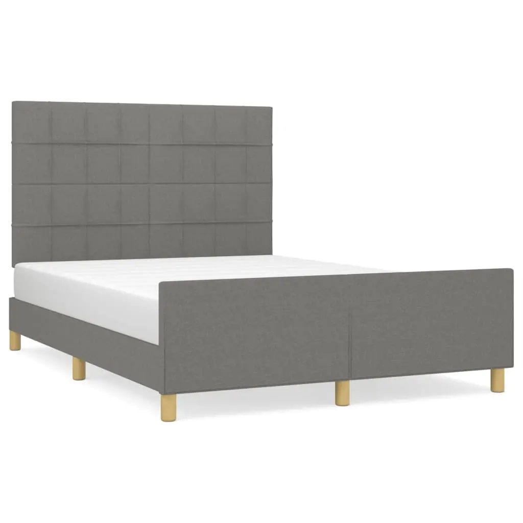 Bed Frame without Mattress Dark Grey 137x187 cm Double Fabric 3283077 - Furniture