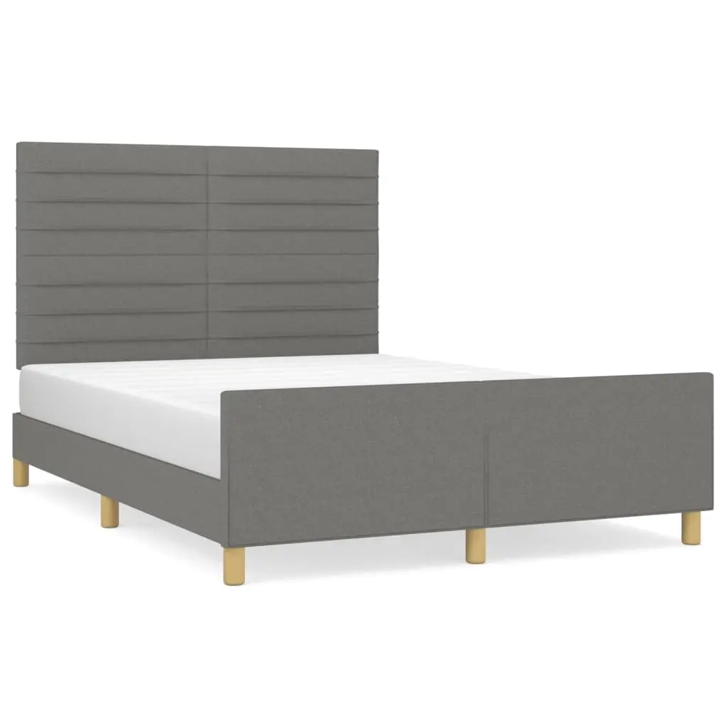 Bed Frame without Mattress Dark Grey 137x187 cm Double Fabric 3283079 - Furniture