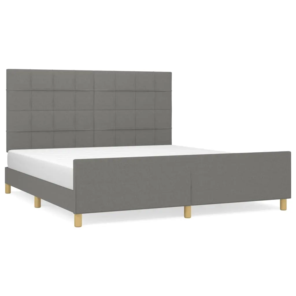 Bed Frame without Mattress Dark Grey 152x203 cm Queen Fabric 3283091 - Furniture