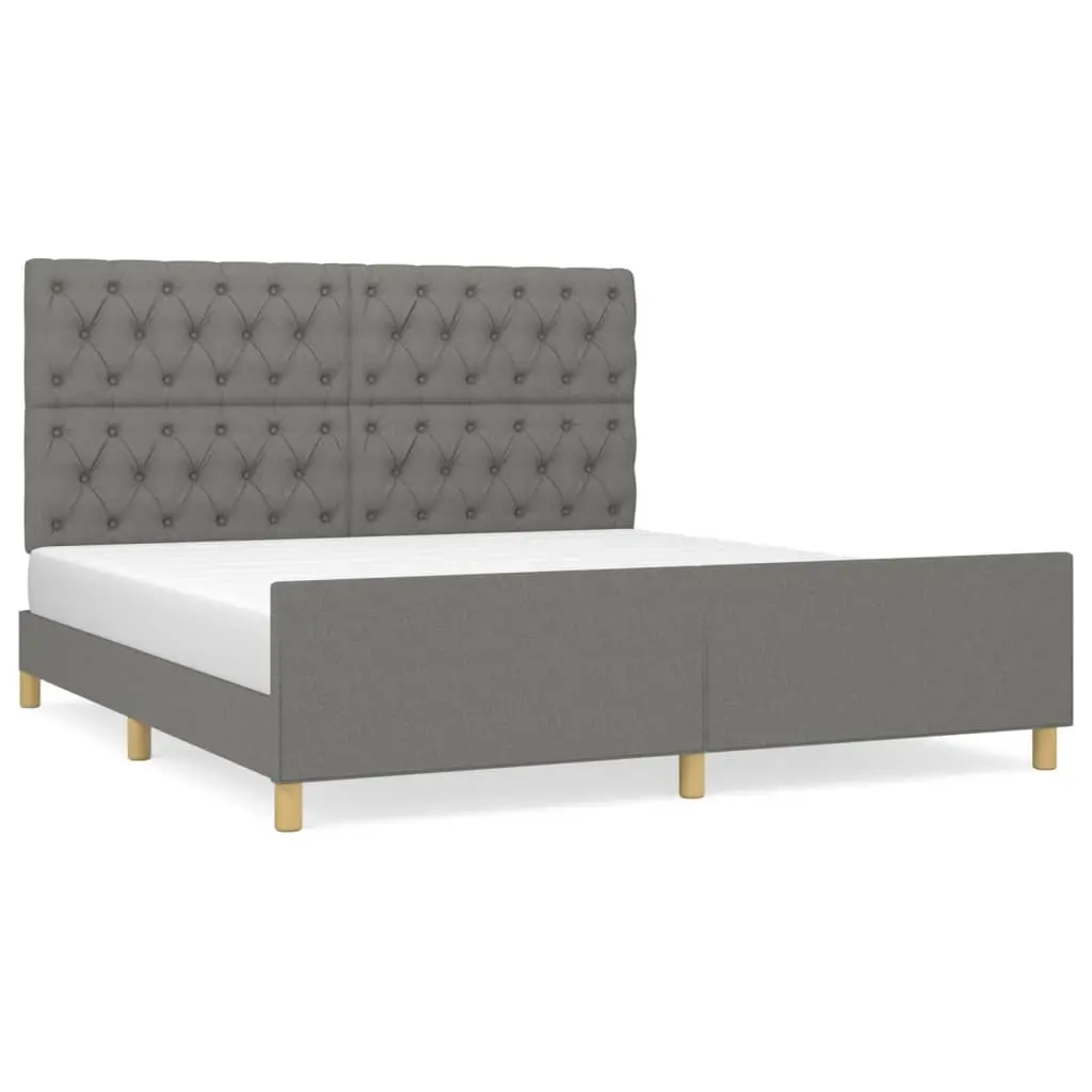 Bed Frame without Mattress Dark Grey 152x203 cm Queen Fabric 3283097 - Furniture