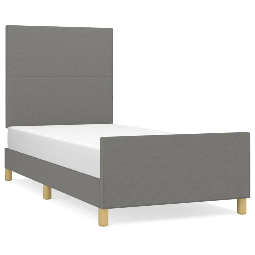 Bed Frame without Mattress Dark Grey 107x203 cm King Single Size Fabric 3283101 - Furniture
