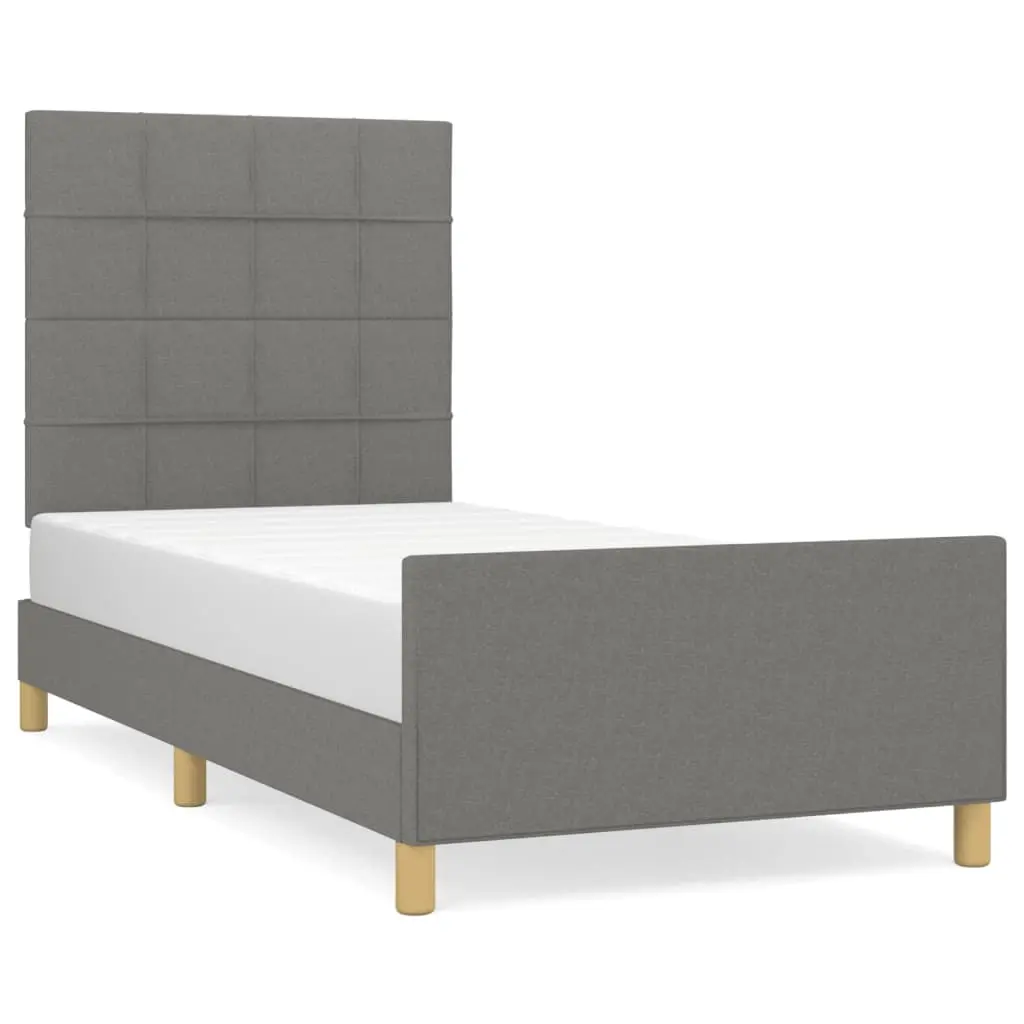 Bed Frame without Mattress Dark Grey 107x203 cm King Single Size Fabric 3283105 - Furniture