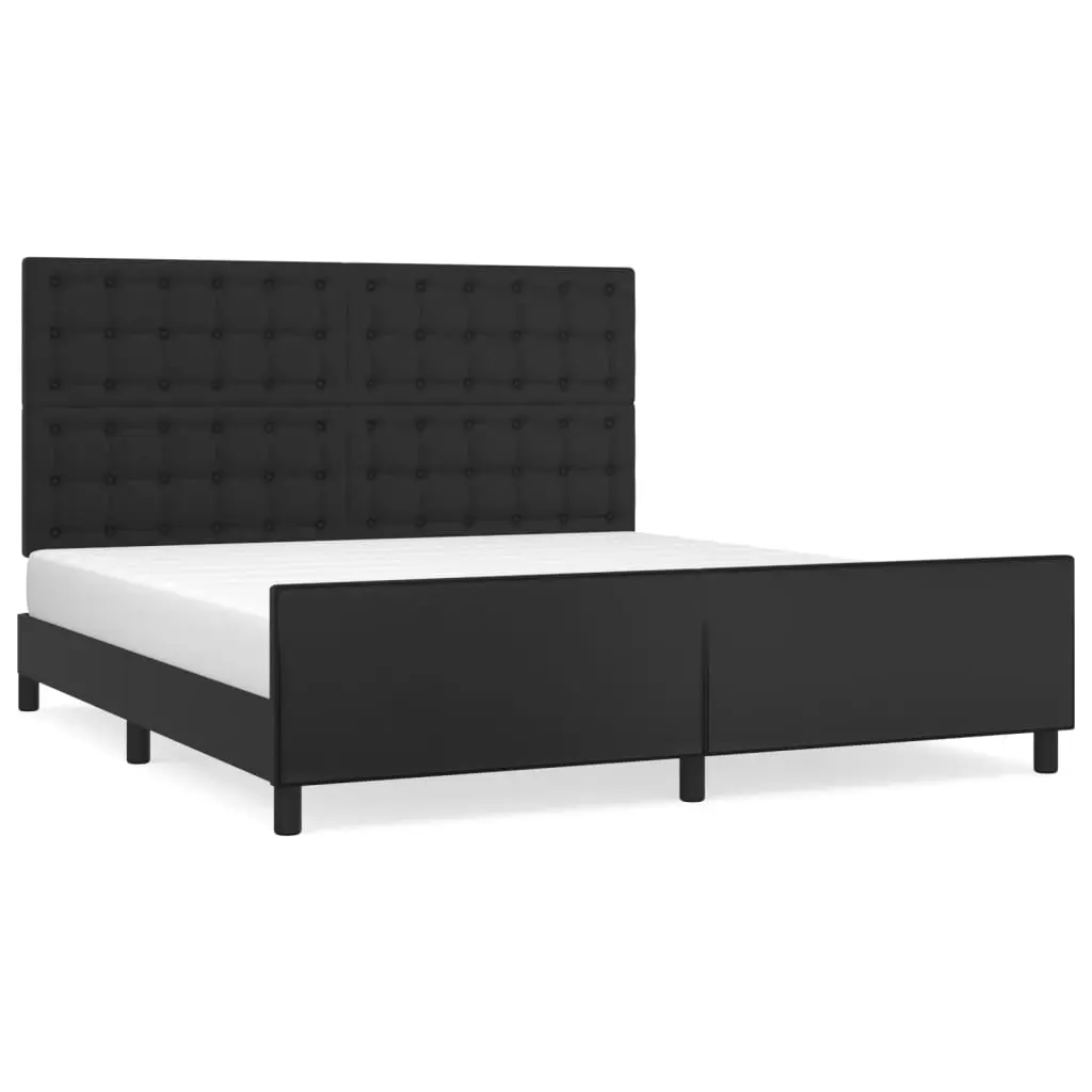 Bed Frame without Mattress Black 152x203 cm Queen Faux Leather 3283120 - Furniture