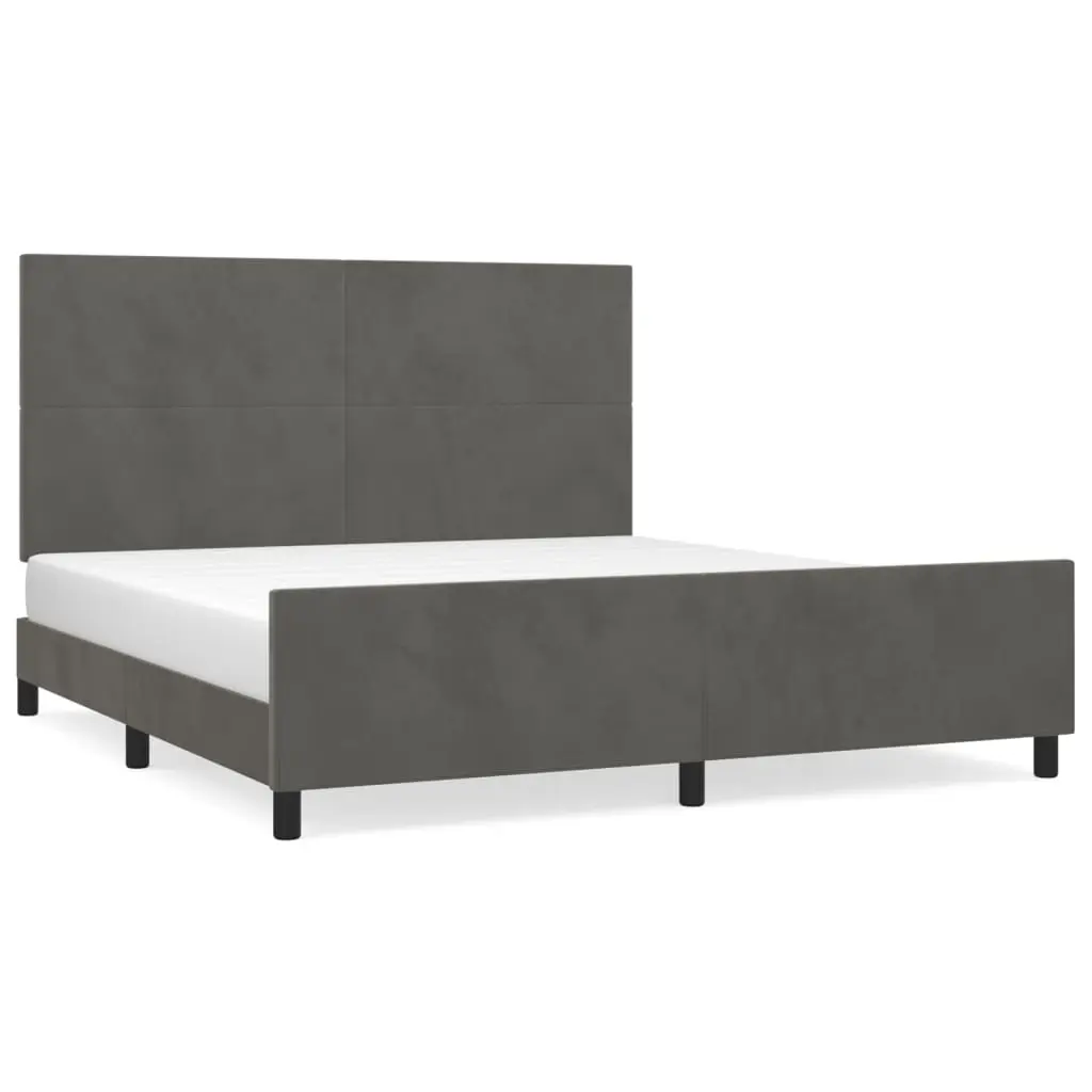 Bed Frame without Mattress Dark Grey 152x203 cm Queen Velvet 3283138 - Furniture
