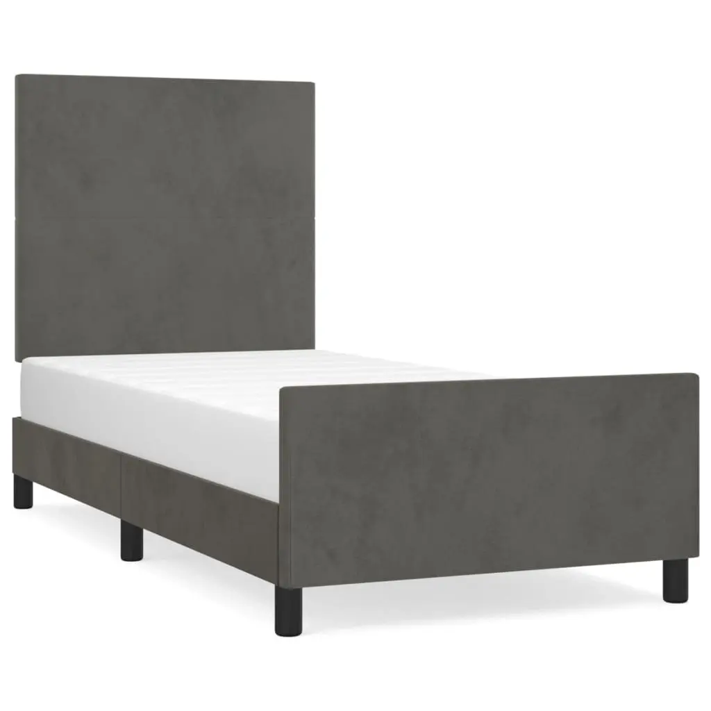 Bed Frame without Mattress Dark Grey 107x203 cm King Single Size Velvet 3283152 - Furniture