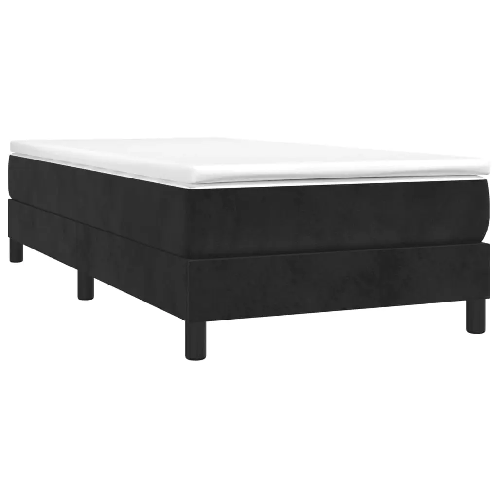 Box Spring Bed with Mattress Black 106x203 cm King Single Size Velvet 3283167 - Furniture