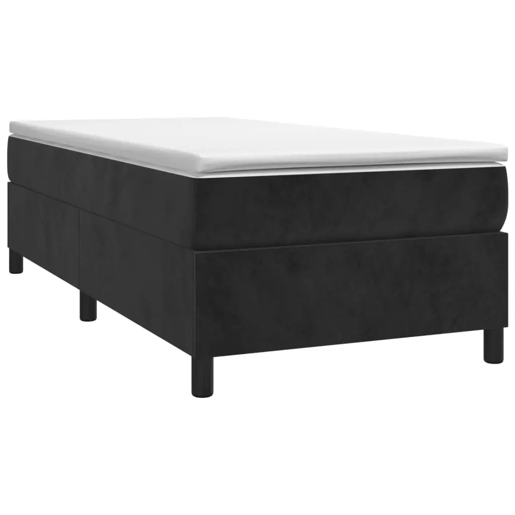 Box Spring Bed with Mattress Black 106x203 cm King Single Size Velvet 3283168 - Furniture