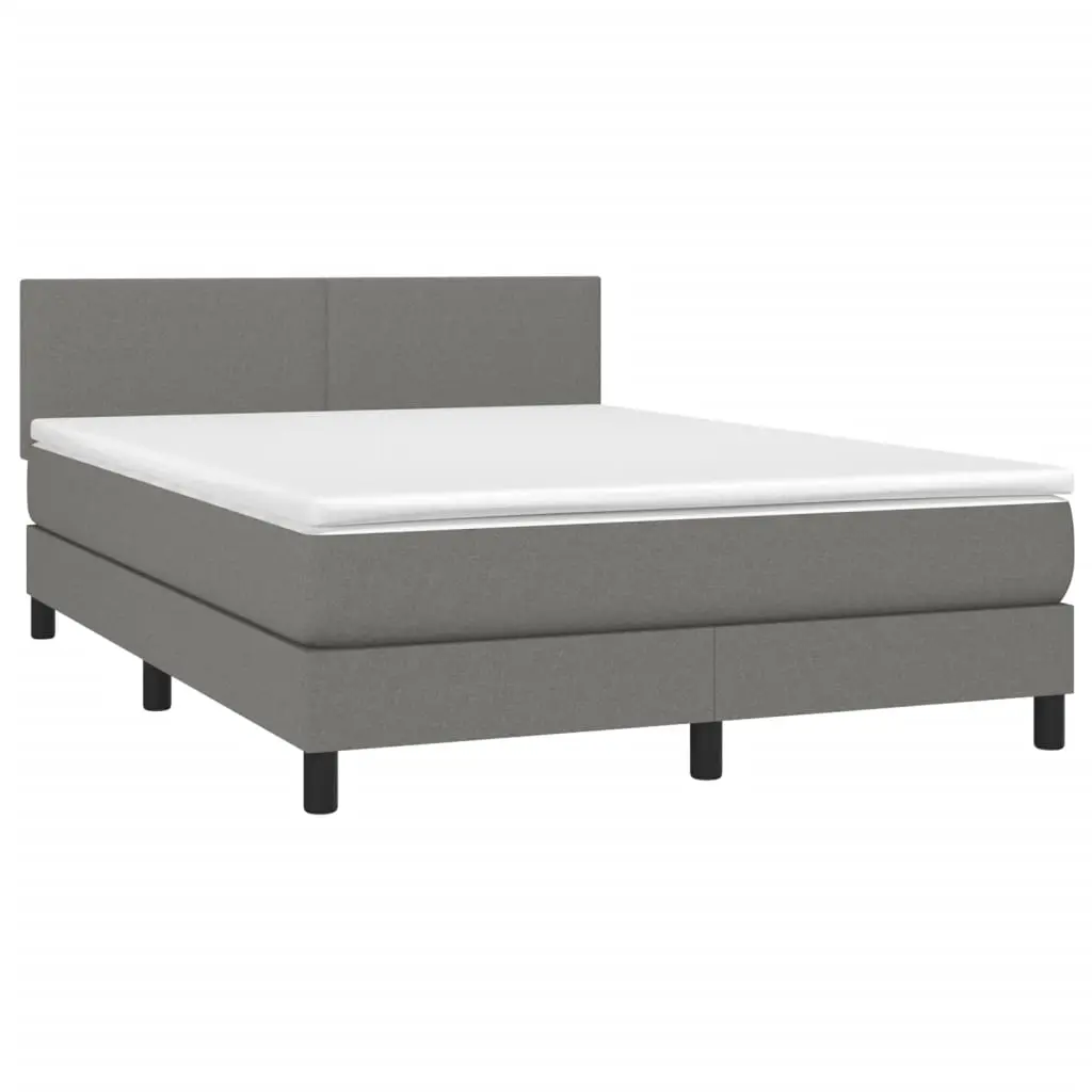 Box Spring Bed with Mattress Dark Grey 153x203 cm Queen Size Fabric 3283190 - Furniture
