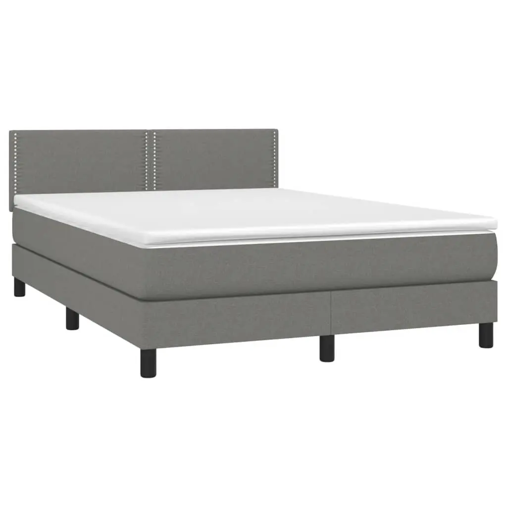 Box Spring Bed with Mattress Dark Grey 153x203 cm Queen Size Fabric 3283192 - Furniture