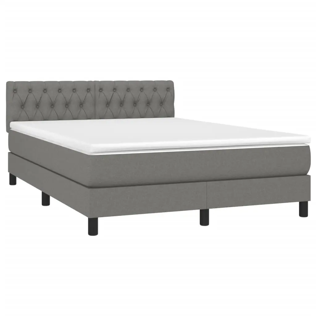 Box Spring Bed with Mattress Dark Grey 153x203 cm Queen Size Fabric 3283200 - Furniture
