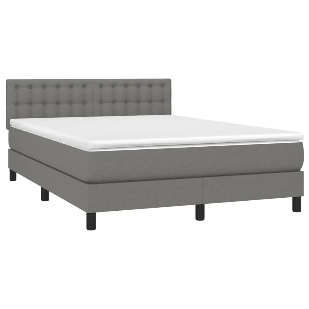 Box Spring Bed with Mattress Dark Grey 153x203 cm Queen Size Fabric 3283202 - Furniture