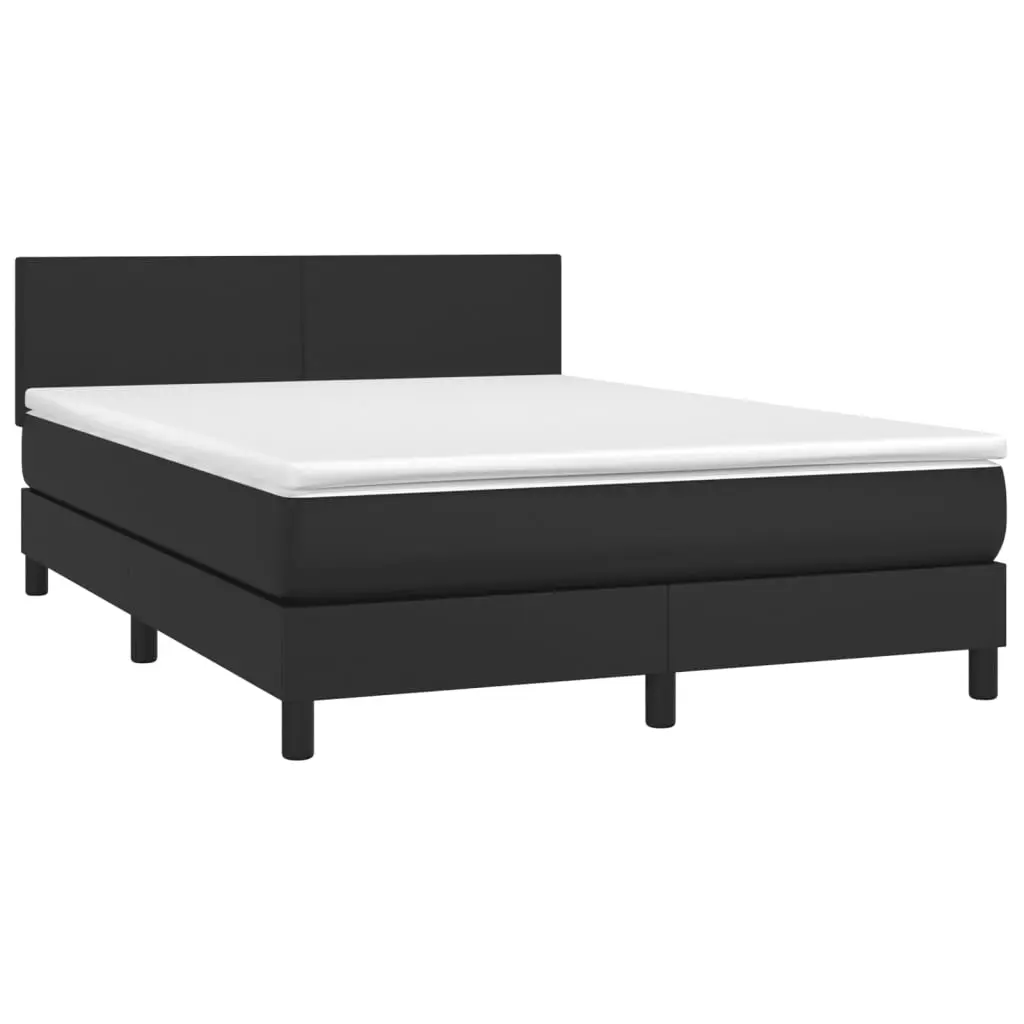 Box Spring Bed with Mattress Black 153x203 cm Queen Size Faux Leather 3283208 - Furniture