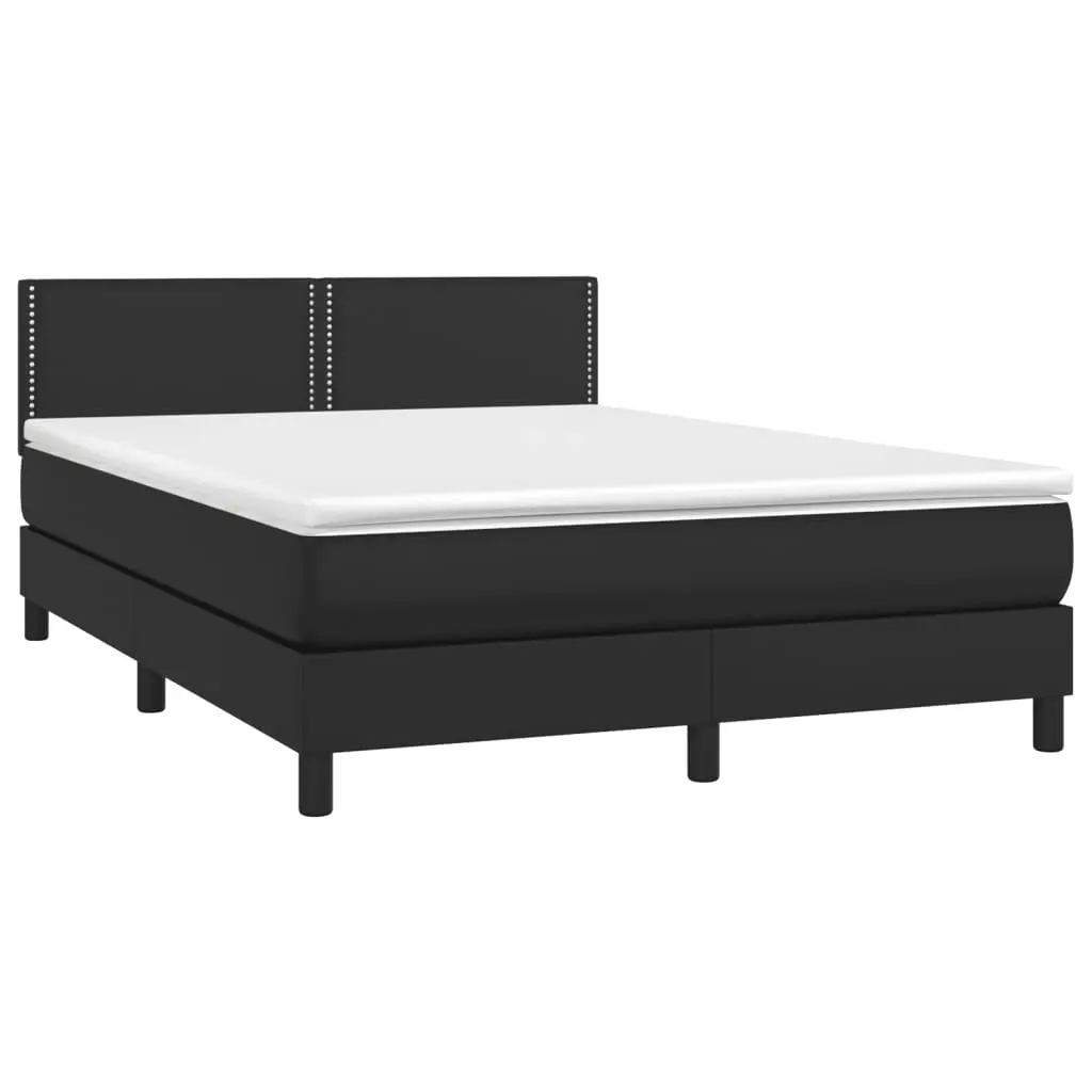 Box Spring Bed with Mattress Black 153x203 cm Queen Size Faux Leather 3283210 - Furniture