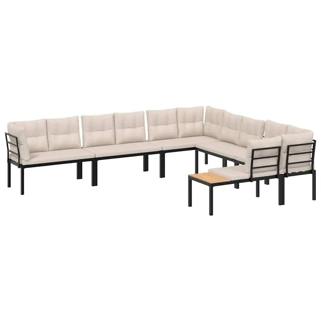6 Piece Garden Sofa Set with Cushions Black Powder-coated Steel 3283657