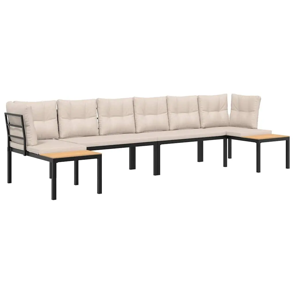 4 Piece Garden Sofa Set with Cushions Black Powder-coated Steel 3283669