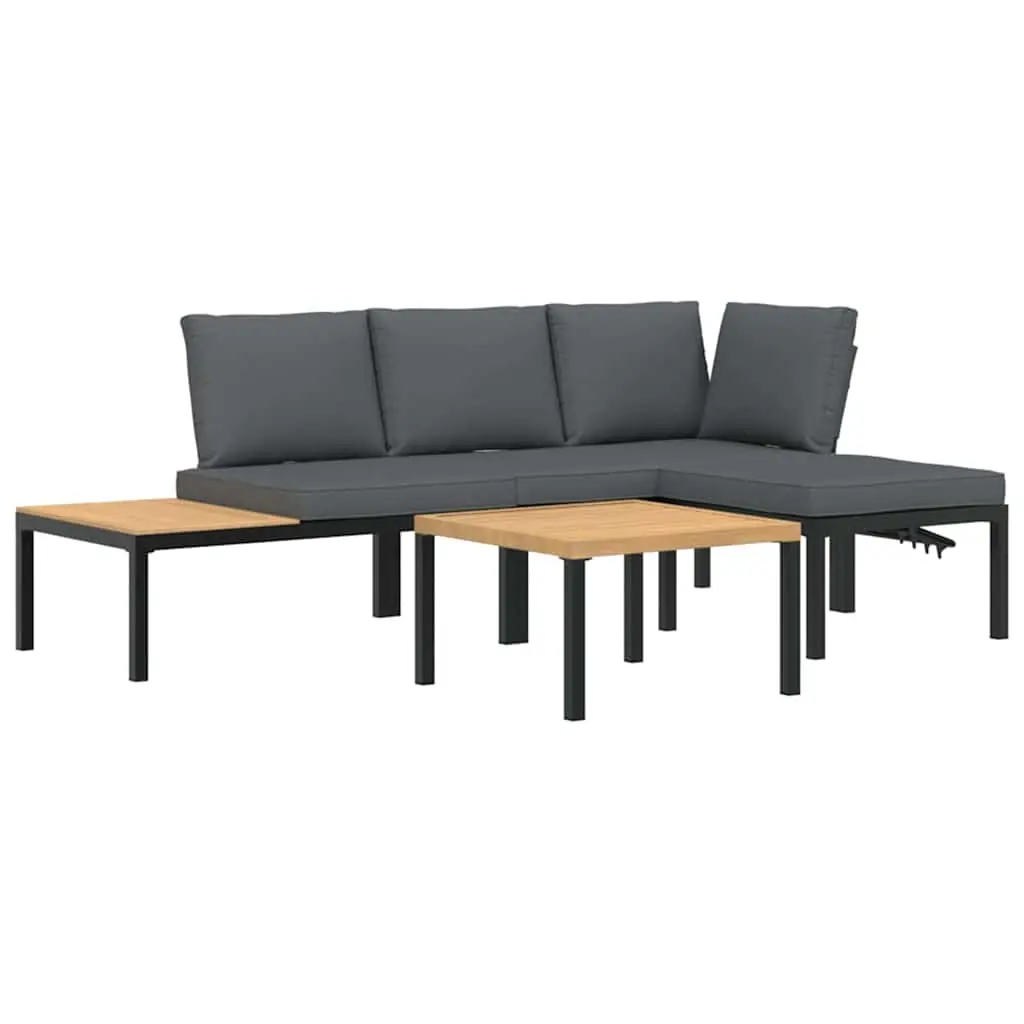 4 Piece Garden Sofa Set with Cushions Black Aluminium 3283679 - Furniture