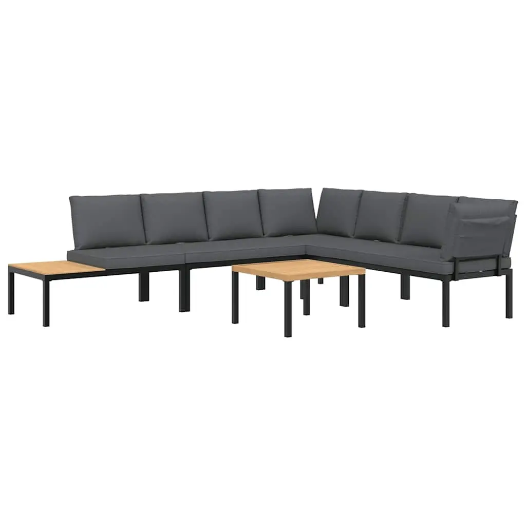 5 Piece Garden Sofa Set with Cushions Black Aluminium 3283681 - Furniture