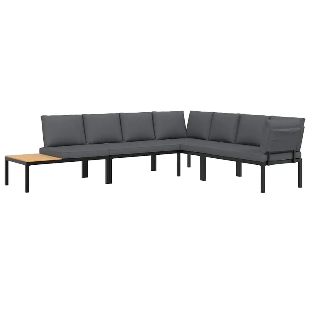 4 Piece Garden Sofa Set with Cushions Black Aluminium 3283682 - Furniture