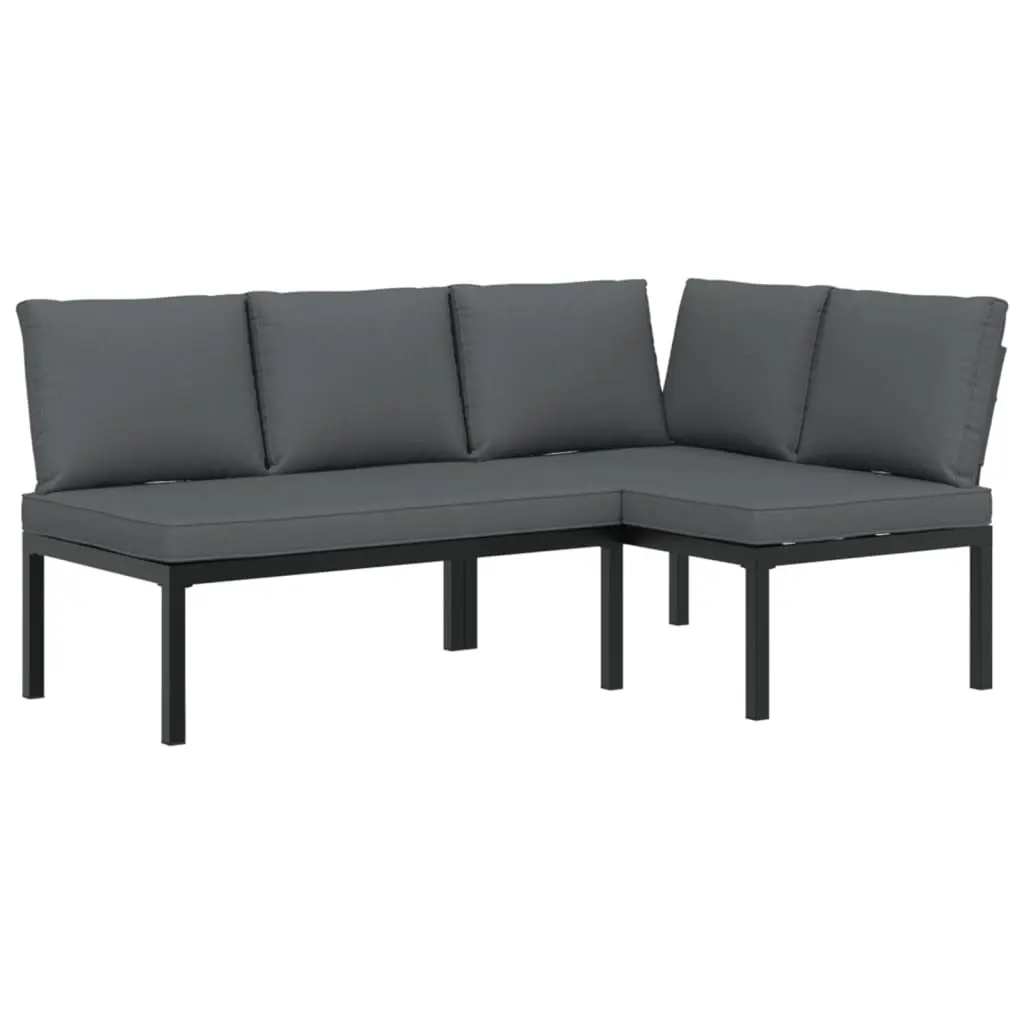 2 Piece Garden Sofa Set with Cushions Black Aluminium 3283686 - Furniture