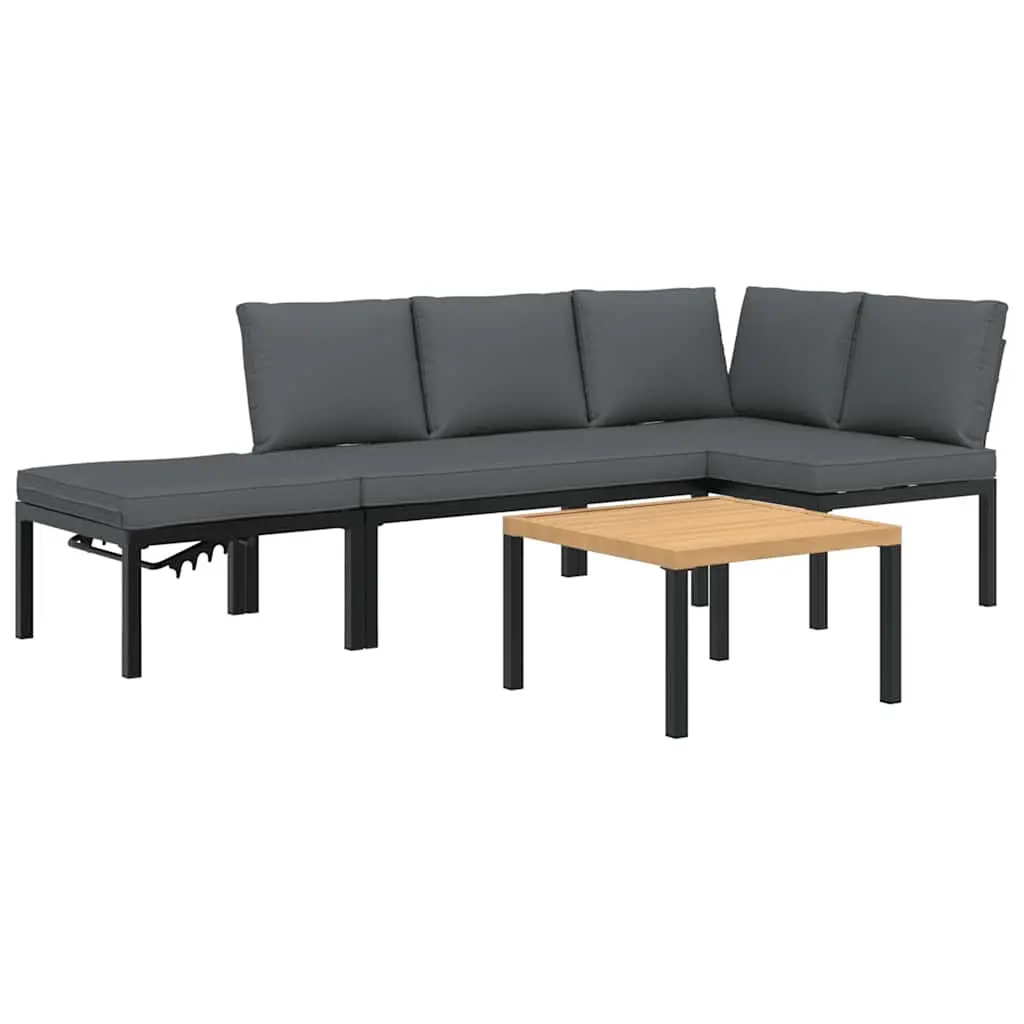 4 Piece Garden Sofa Set with Cushions Black Aluminium 3283687 - Furniture