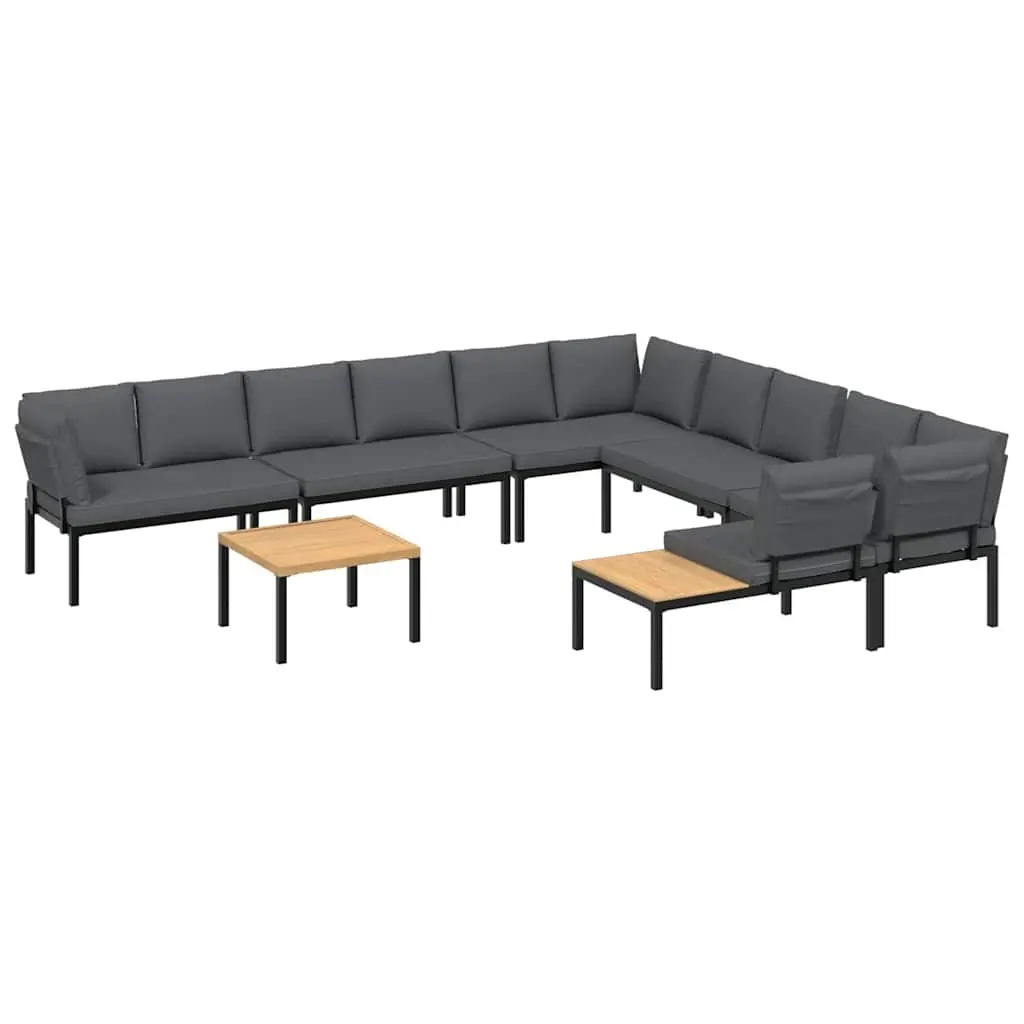 7 Piece Garden Sofa Set with Cushions Black Aluminium 3283689 - Furniture
