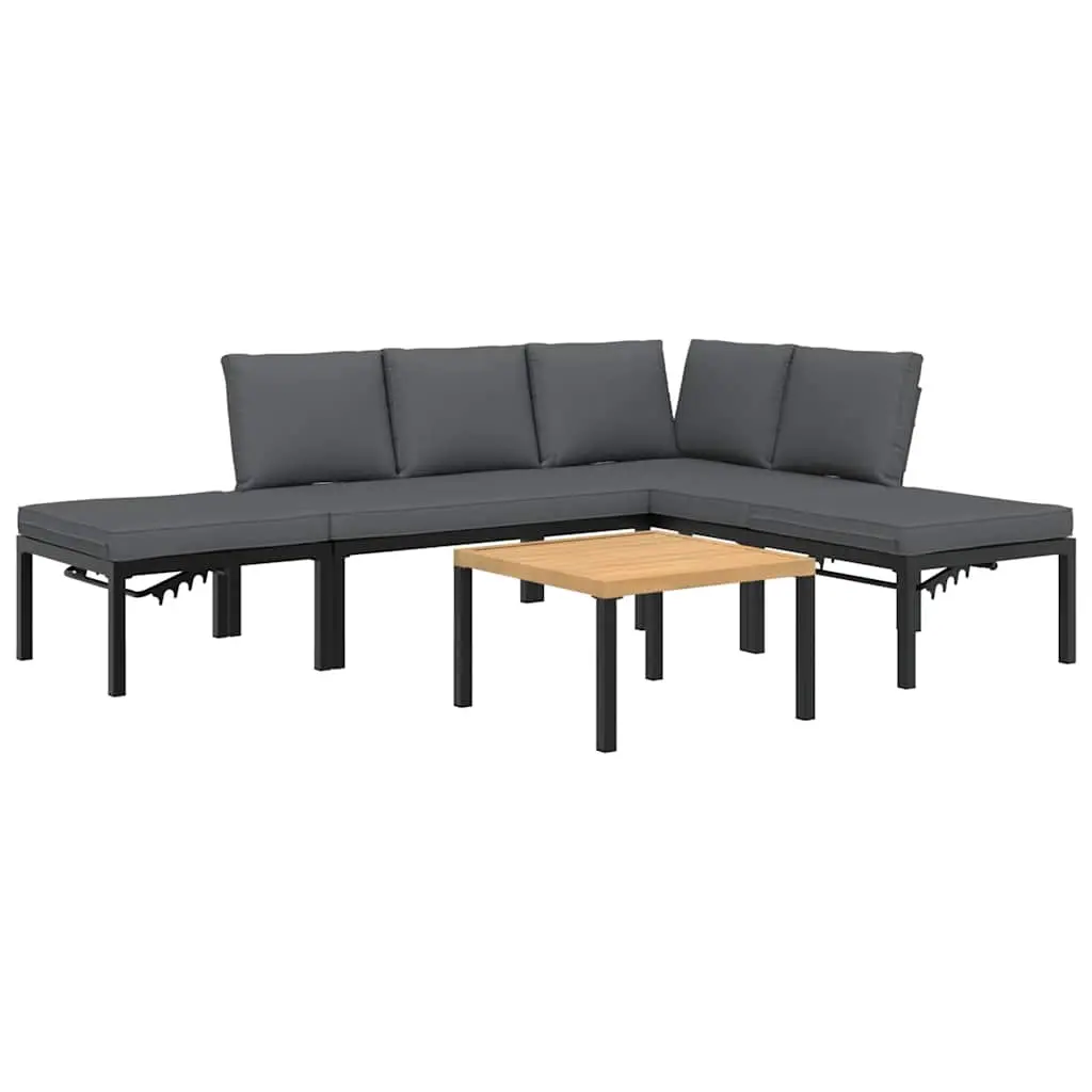 5 Piece Garden Sofa Set with Cushions Black Aluminium 3283691 - Furniture