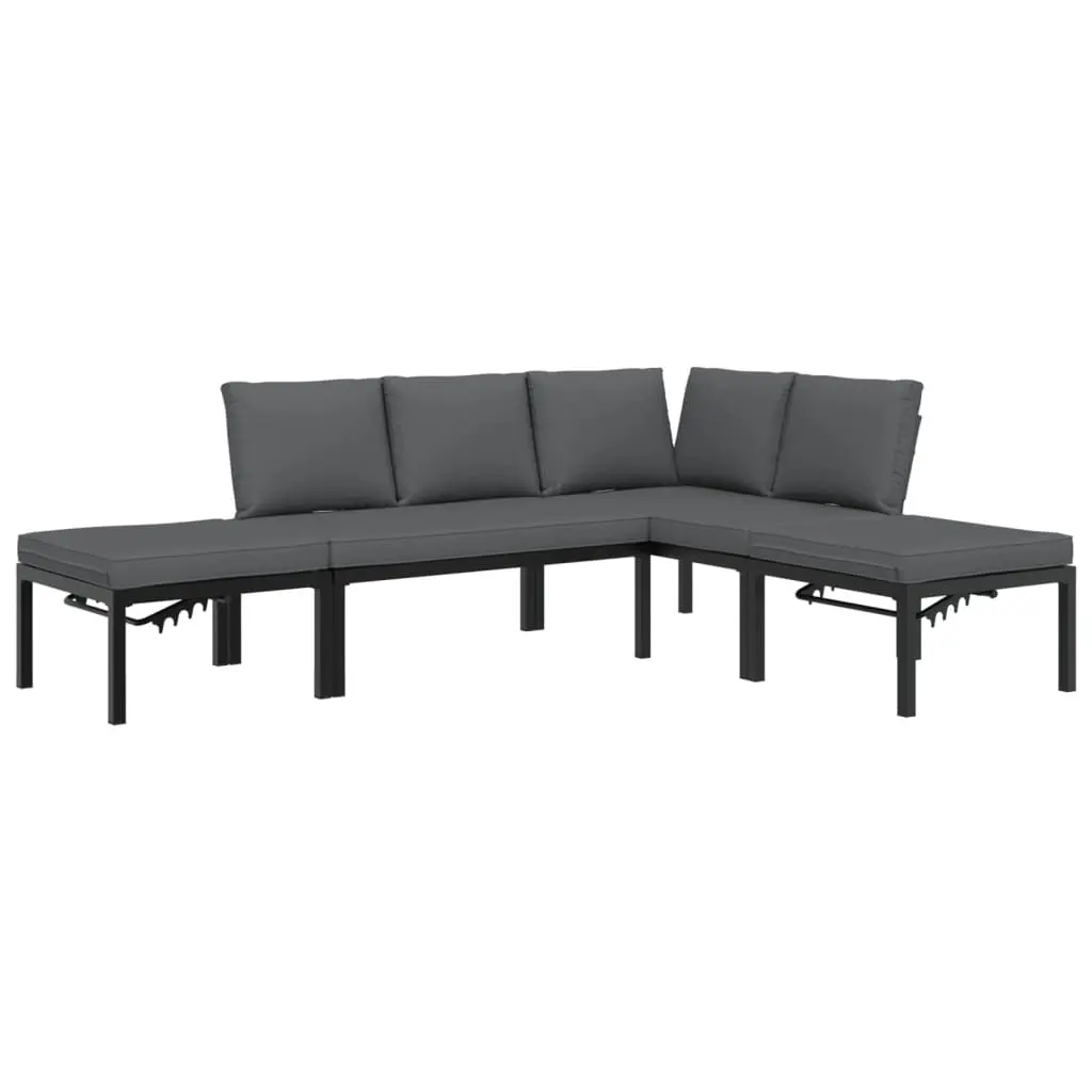 4 Piece Garden Sofa Set with Cushions Black Aluminium 3283692 - Furniture