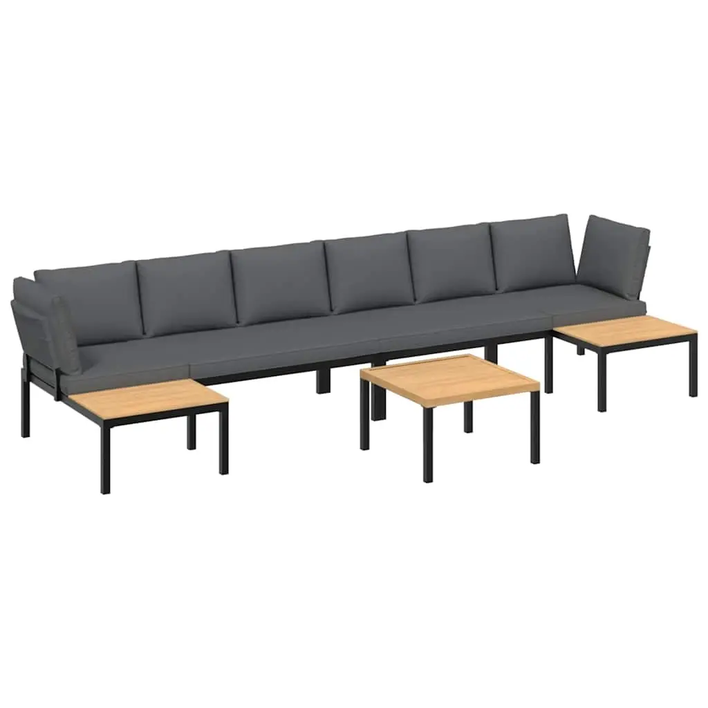 5 Piece Garden Sofa Set with Cushions Black Aluminium 3283693 - Furniture