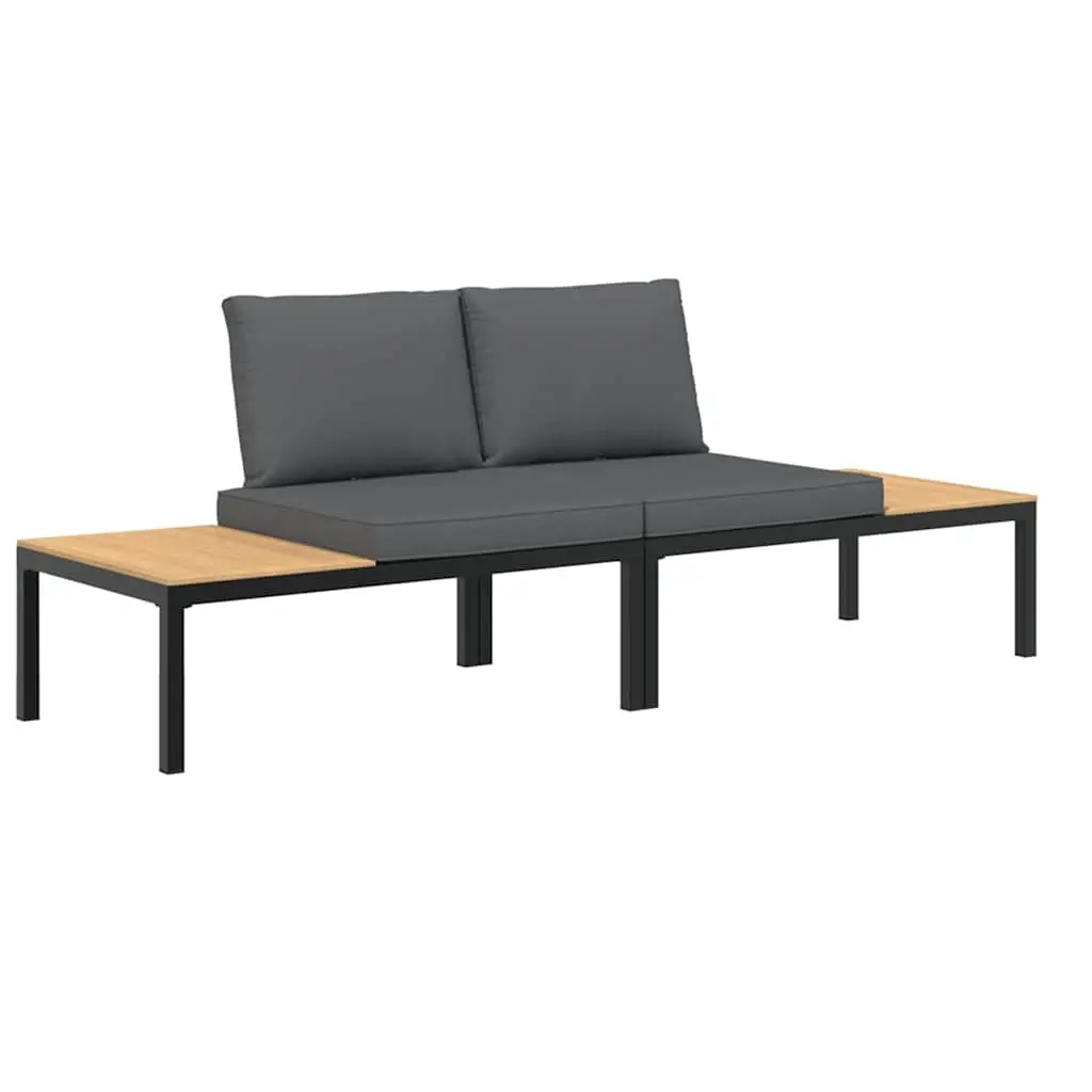 2 Piece Garden Sofa Set with Cushions Black Aluminium 3283705 - Furniture
