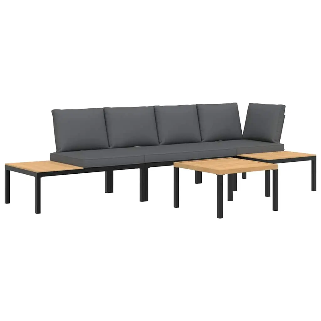 4 Piece Garden Sofa Set with Cushions Black Aluminium 3283706 - Furniture