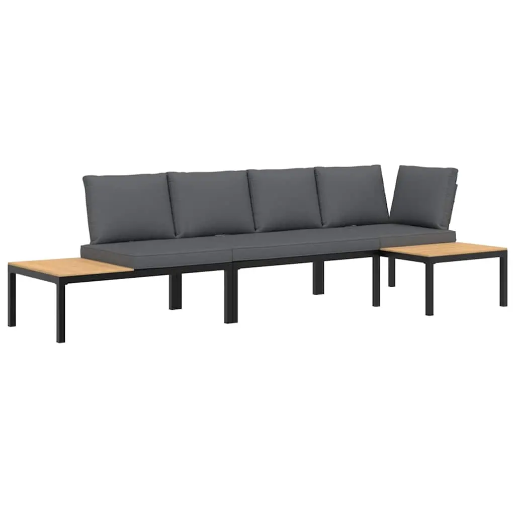 3 Piece Garden Sofa Set with Cushions Black Aluminium 3283707 - Furniture