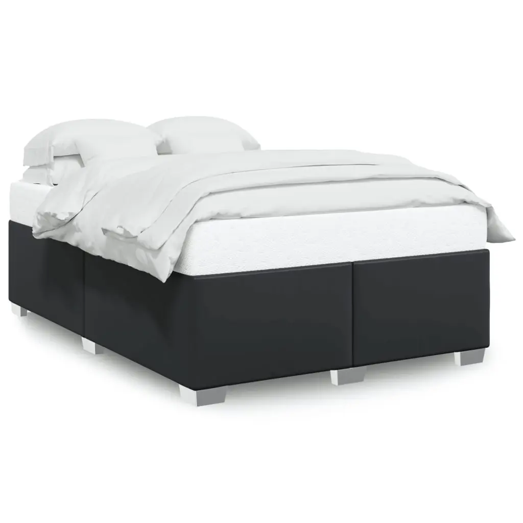 Bed Frame without Mattress Black Double Faux Leather 3284594 - Furniture