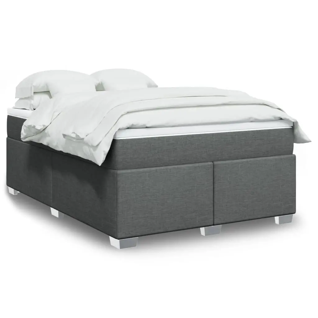 Box Spring Bed with Mattress Light Grey Queen Fabric 3285183 - Furniture