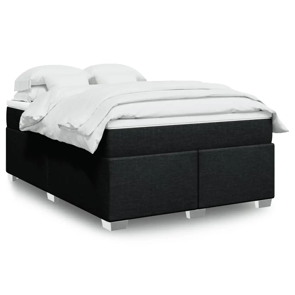 Box Spring Bed with Mattress Dark Grey Queen Fabric 3285184 - Furniture