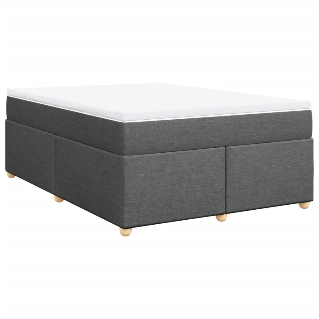 Box Spring Bed with Mattress Dark Grey Double Fabric 3285424 - Furniture