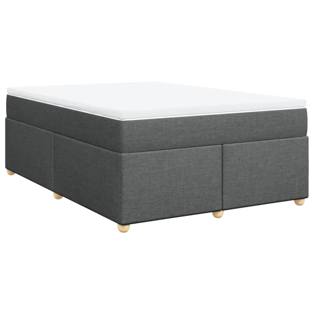 Box Spring Bed with Mattress Light Grey Queen Fabric 3285426 - Furniture