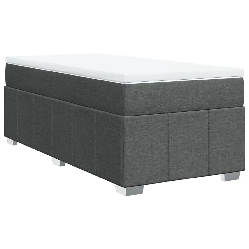 Box Spring Bed with Mattress Dark Grey King Single Fabric 3285519 - Furniture