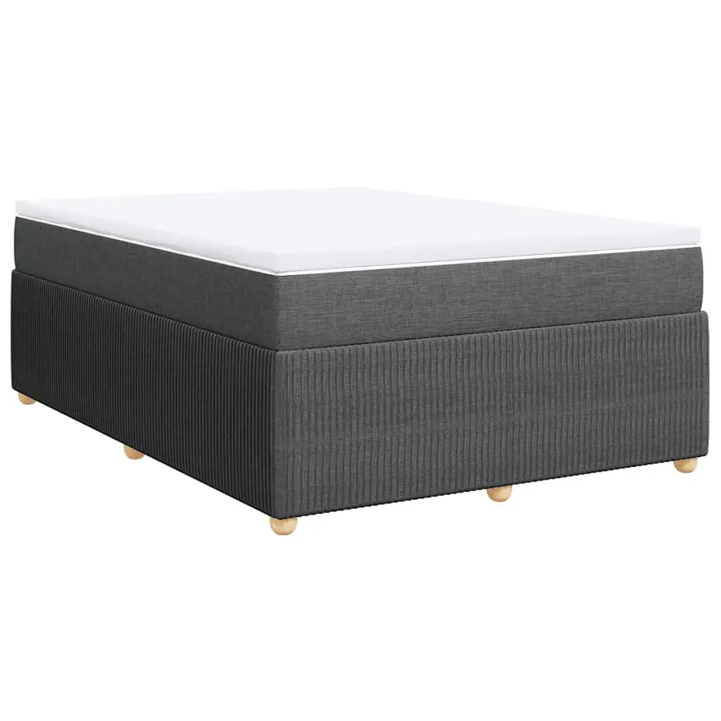 Box Spring Bed with Mattress Black Double Fabric 3285697 - Furniture