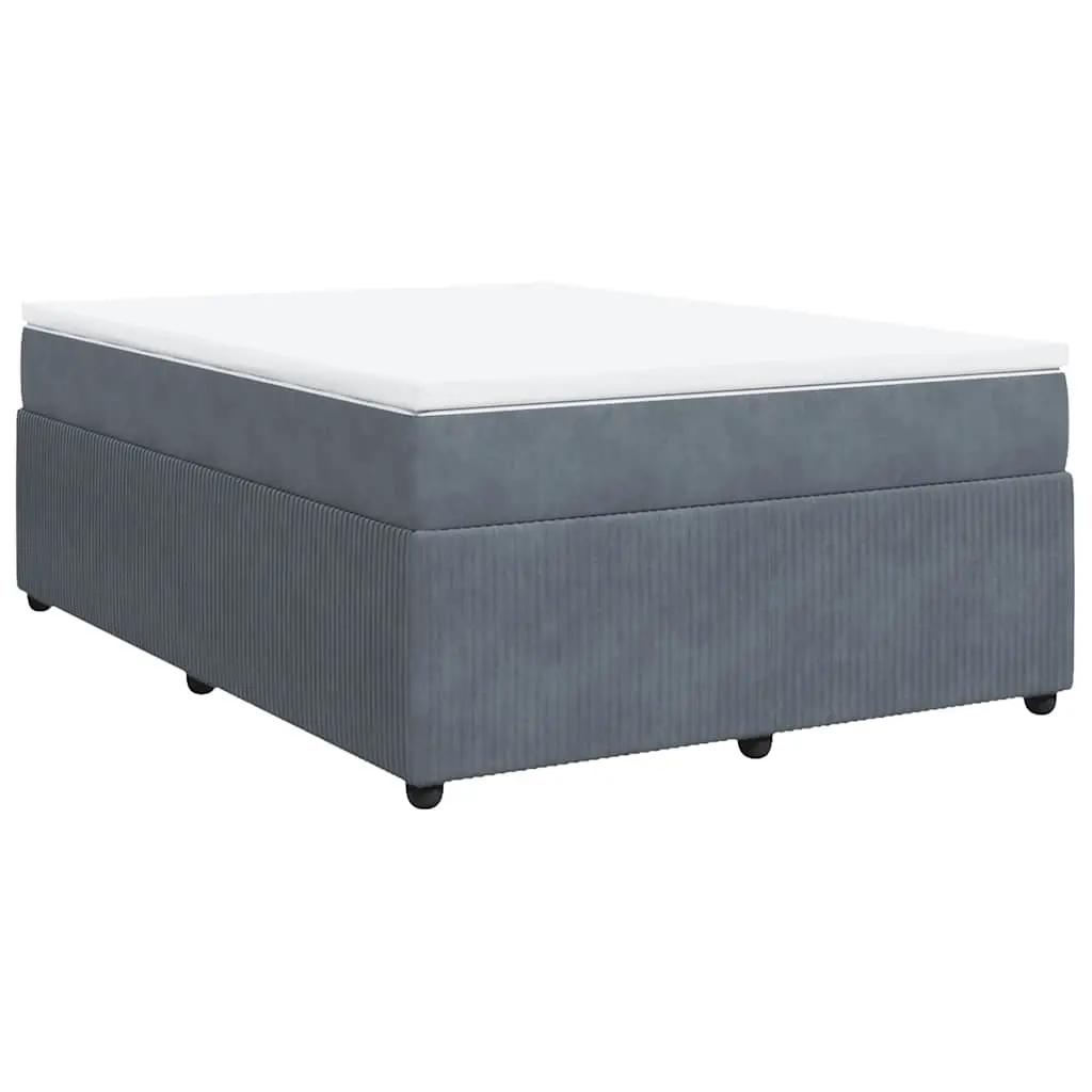 Box Spring Bed with Mattress Dark Grey Queen Velvet 3285706 - Furniture