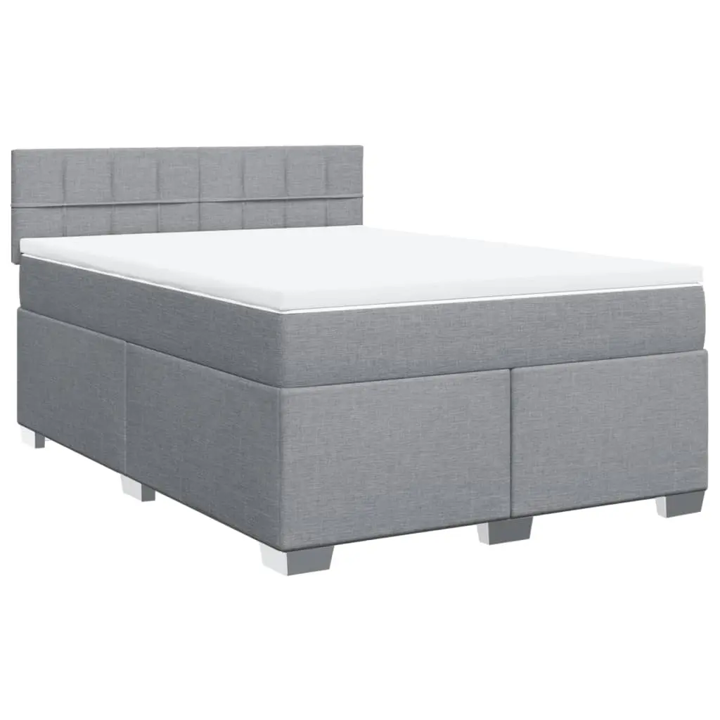 Box Spring Bed with Mattress Dark Grey Double Fabric 3286082 - Furniture