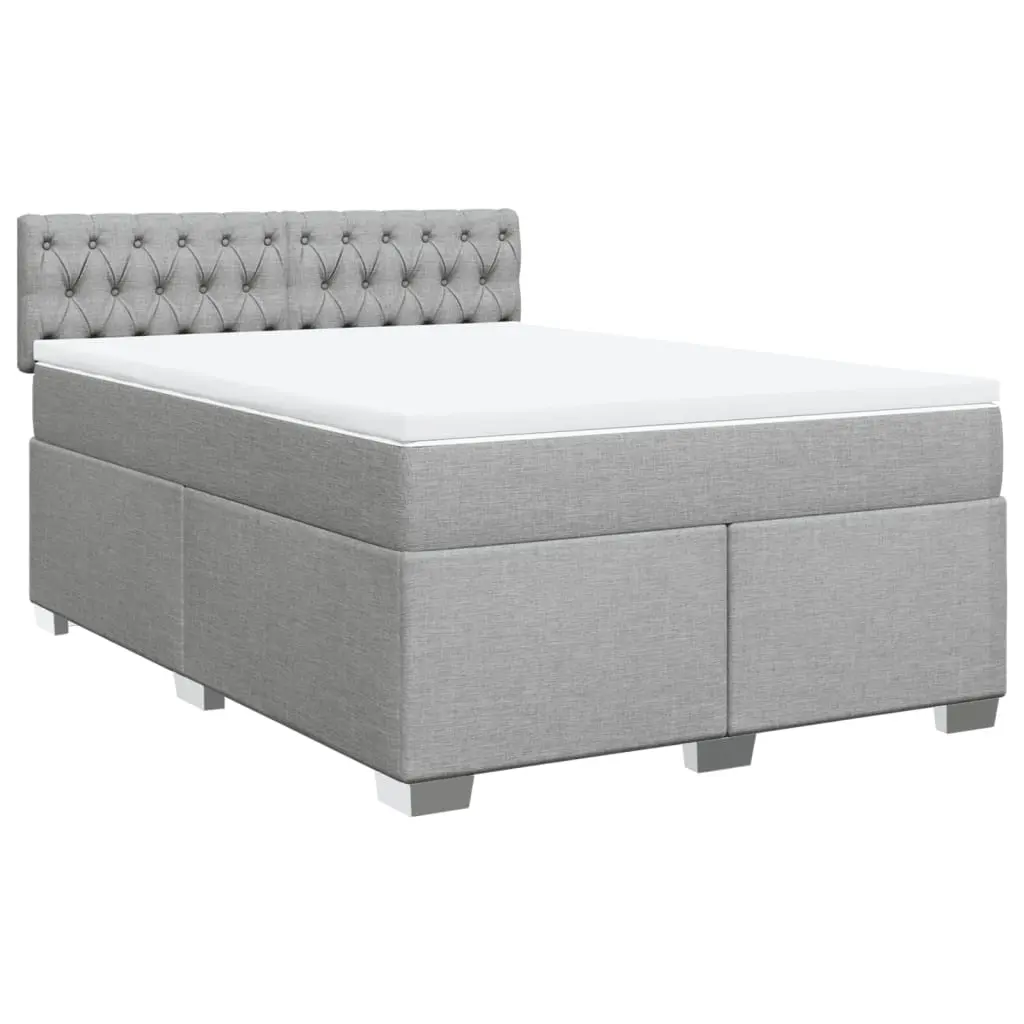 Box Spring Bed with Mattress Dark Grey Queen Fabric 3286092 - Furniture