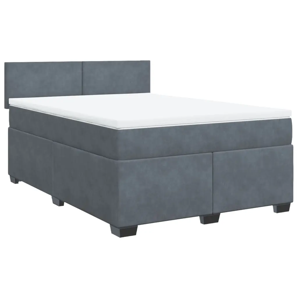 Box Spring Bed with Mattress Dark Grey Queen Velvet 3286492 - Furniture