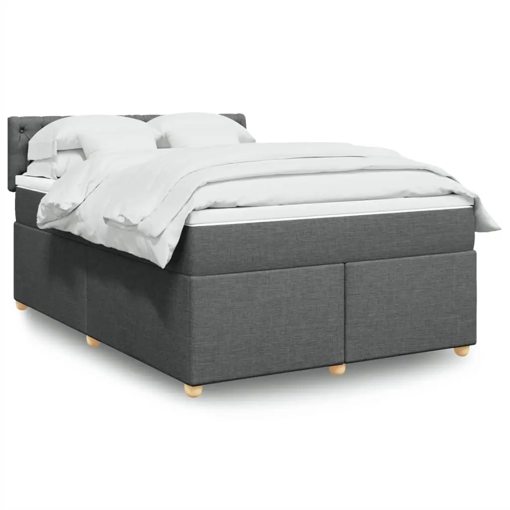 Box Spring Bed with Mattress Dark Grey Double Fabric 3286876 - Furniture