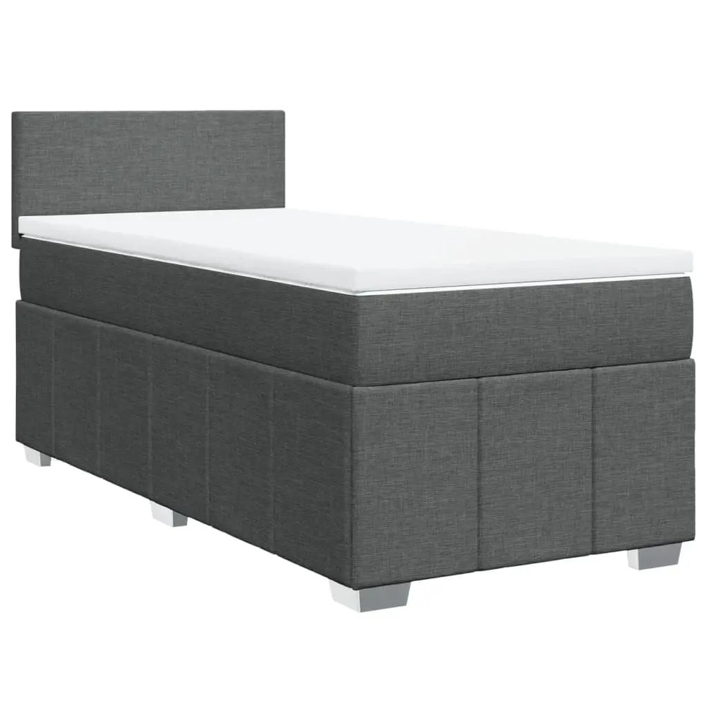 Box Spring Bed with Mattress Dark Grey King Single Fabric 3287252 - Furniture