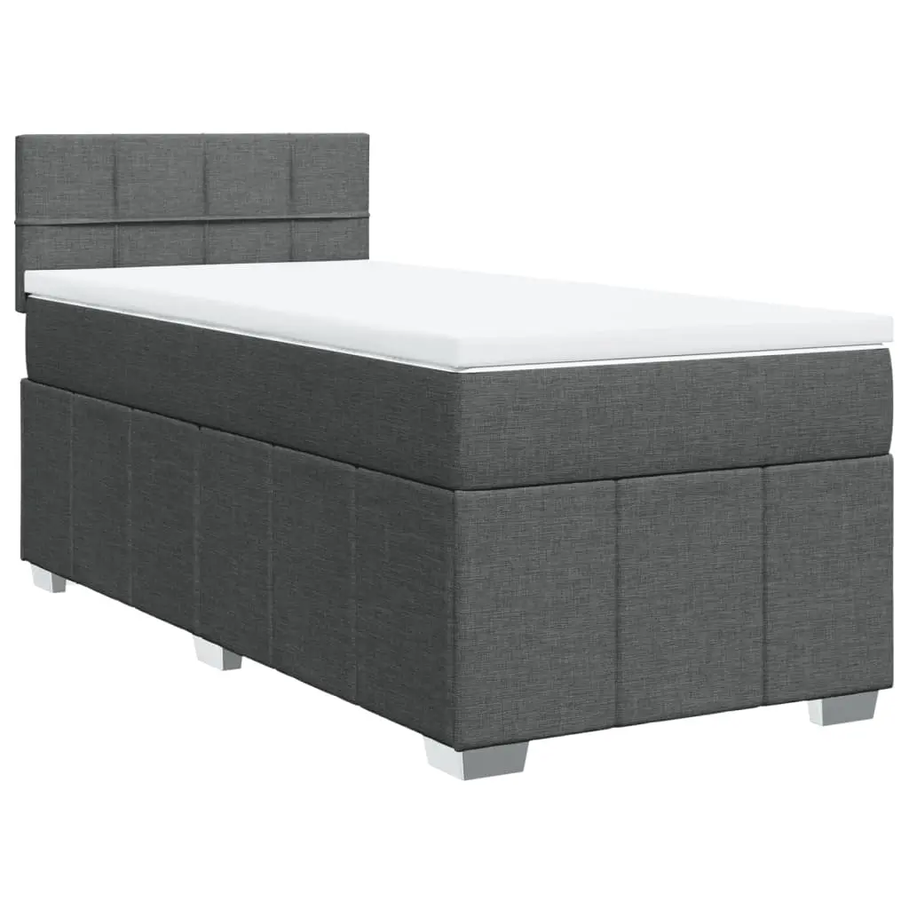 Box Spring Bed with Mattress Dark Grey King Single Fabric 3287254 - Furniture