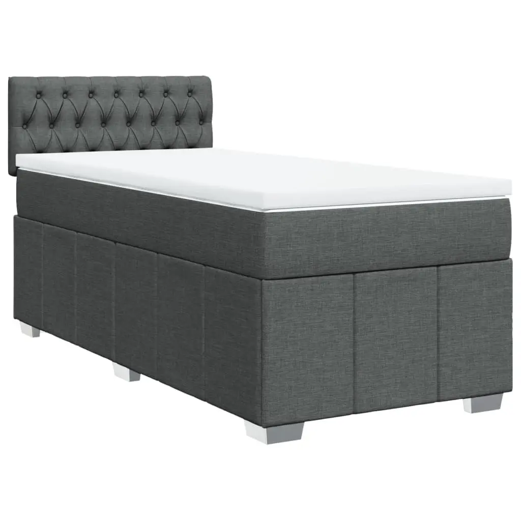 Box Spring Bed with Mattress Dark Grey King Single Fabric 3287256 - Furniture