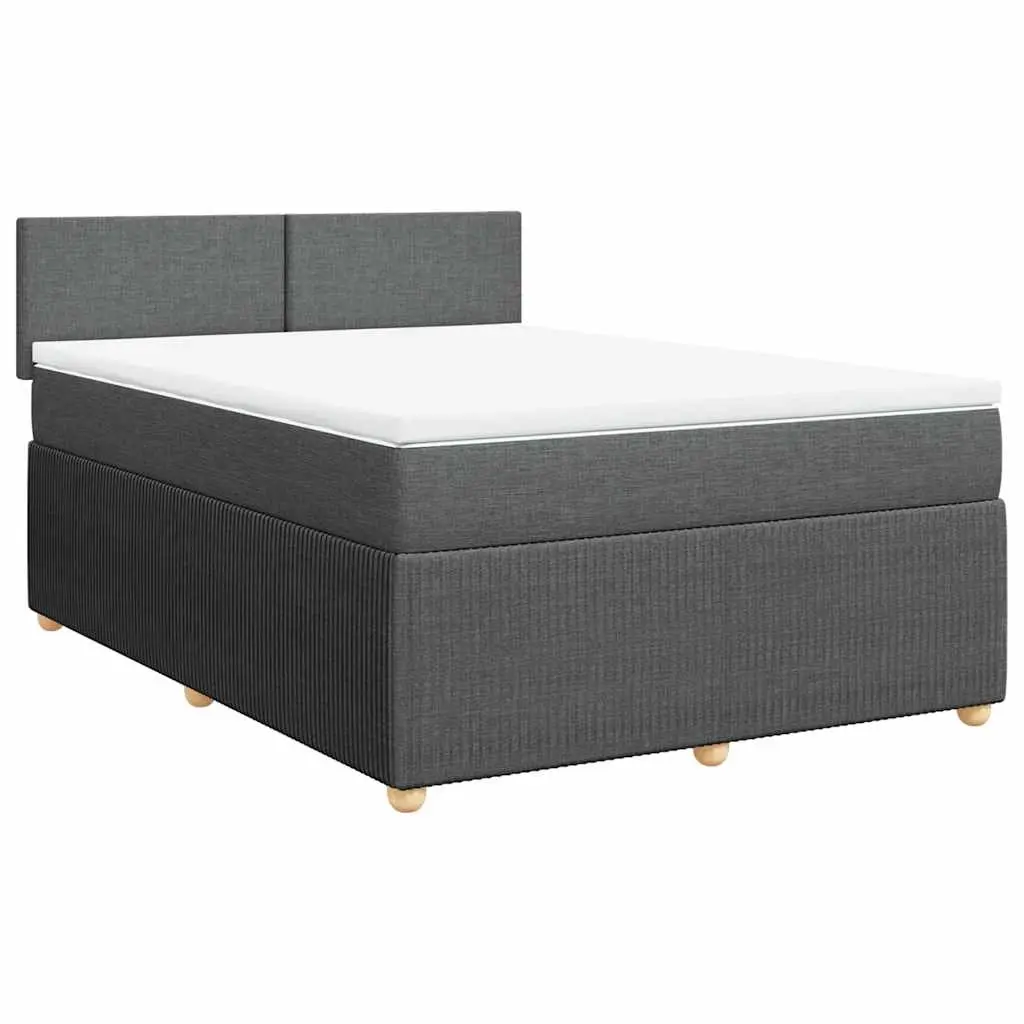Box Spring Bed with Mattress Dark Grey Queen Fabric 3287968 - Furniture