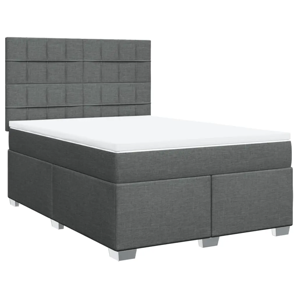 Box Spring Bed with Mattress Dark Grey Queen Fabric 3290690 - Furniture