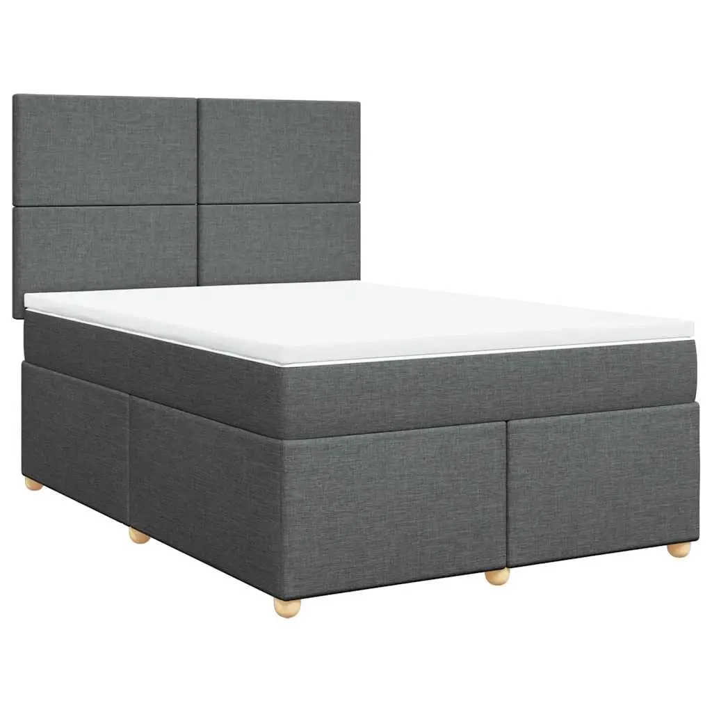Box Spring Bed with Mattress Dark Grey Queen Fabric 3291480 - Furniture